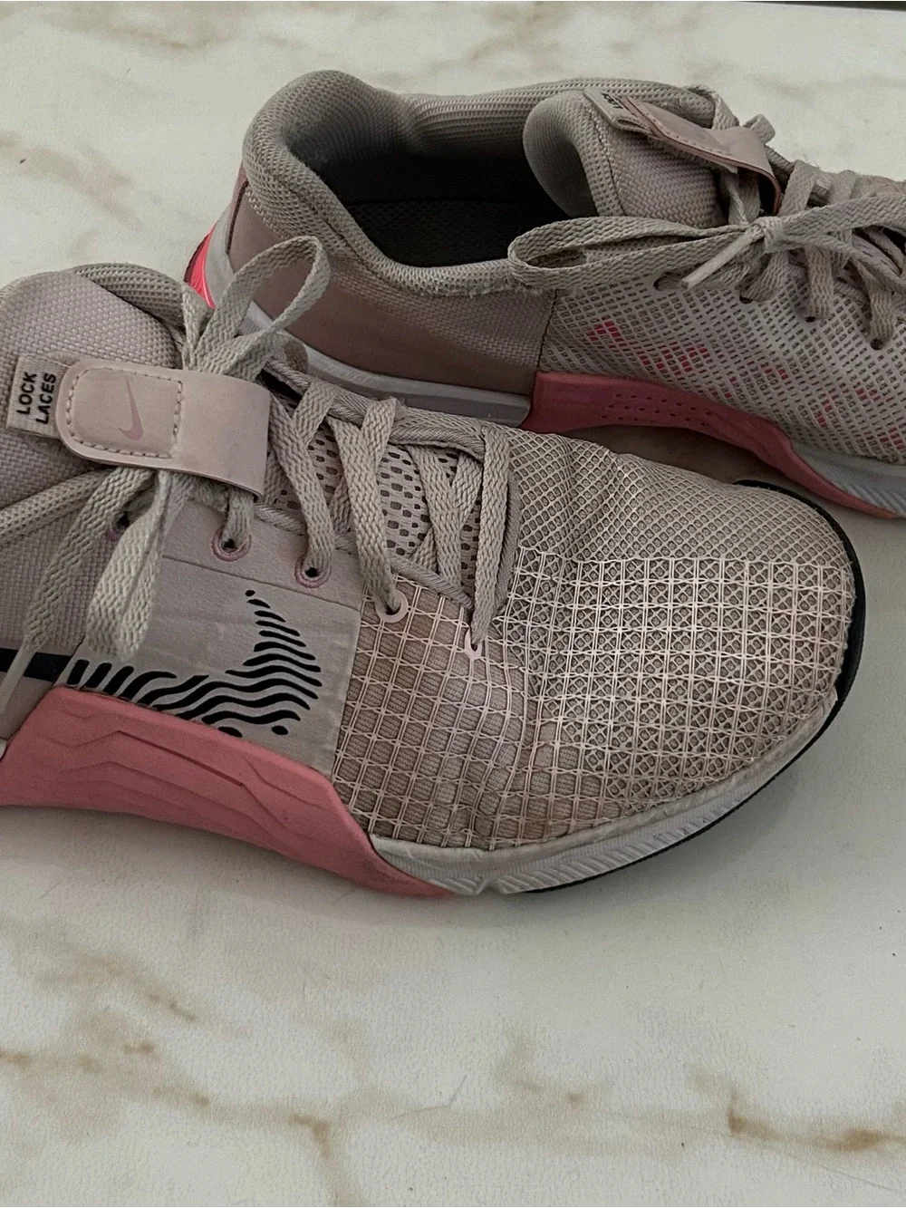 Nike Women's Light Taupe and Pink Training Sneakers